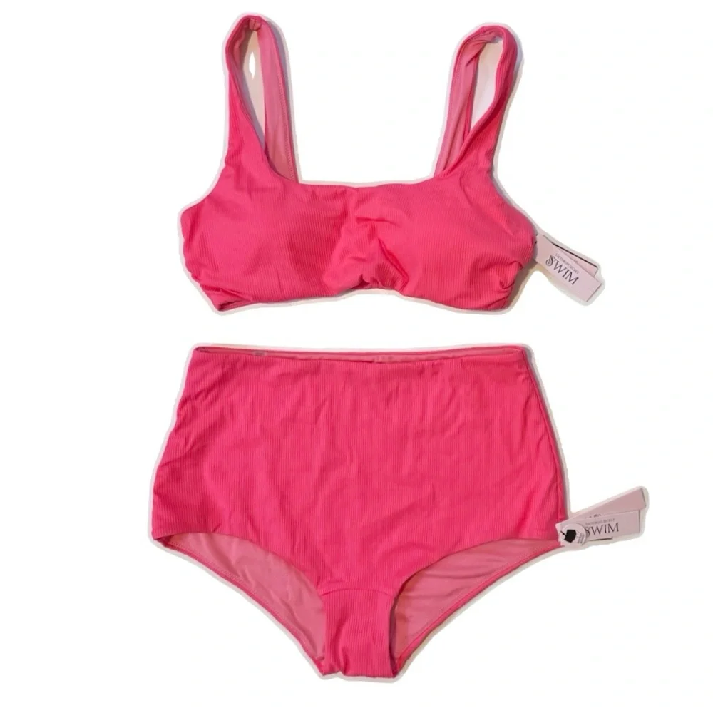 Victoria's Secret Coral Blaze Ribbed Bikini Swim Set Small